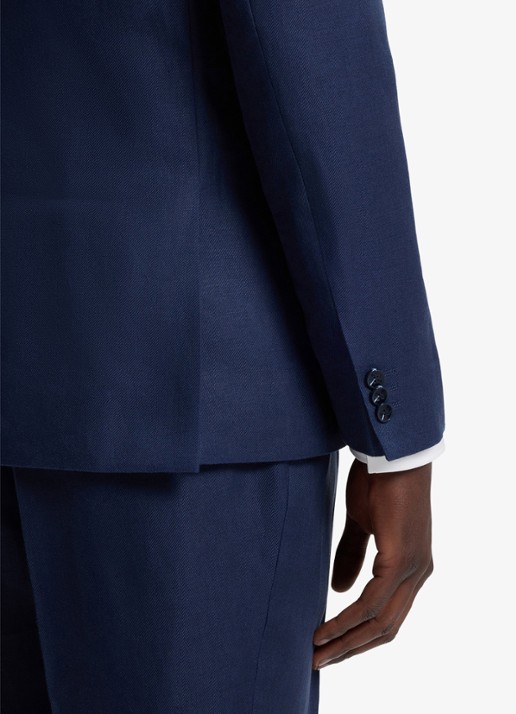 HUGO Slim fit 2-delig pak van linnen - detail 4 donkerblauw