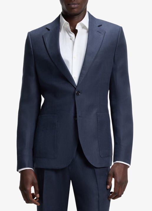 HUGO Slim fit 2-delig pak van linnen - voorkant 8 donkerblauw