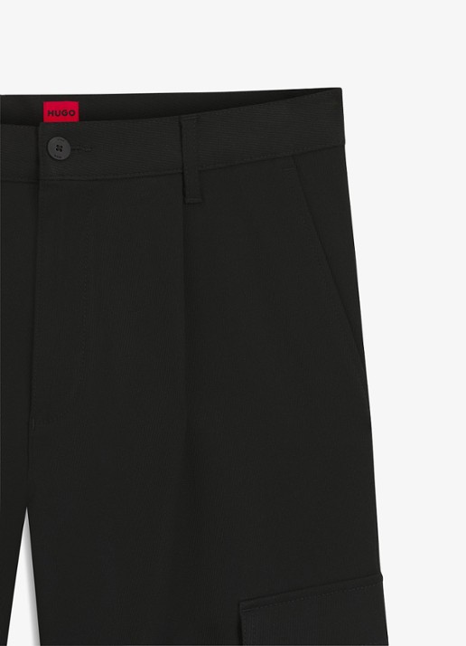 HUGO Slim-fit broek met cargozakken - detail 3 zwart