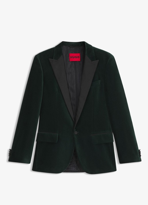 HUGO Slim fit colbert van katoen - voorkant 5 groen
