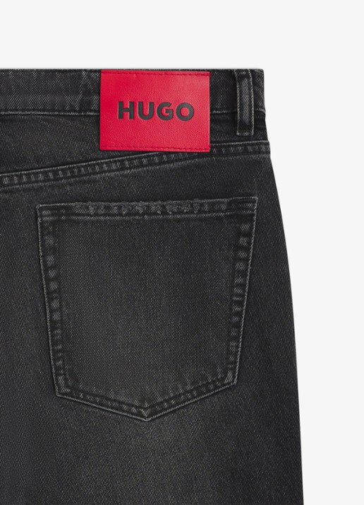 HUGO Slim fit jeans met gekleurde wassing - detail 3 zwart
