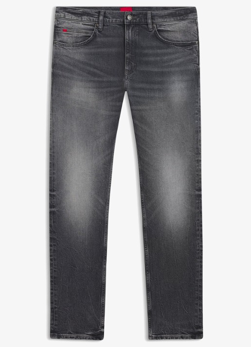 HUGO Slim fit jeans met gekleurde wassing - voorkant 5 grijs