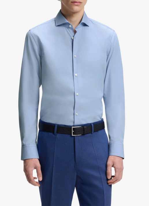 HUGO Slim-fit overhemd van katoen met gespreide kraag - detail 3 lichtblauw