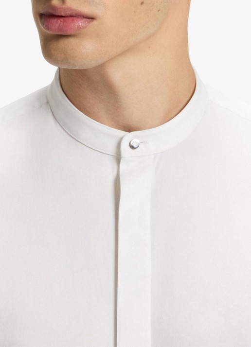 HUGO Slim-fit overhemd van stretchkatoen met opstaande kraag - detail 8 wit