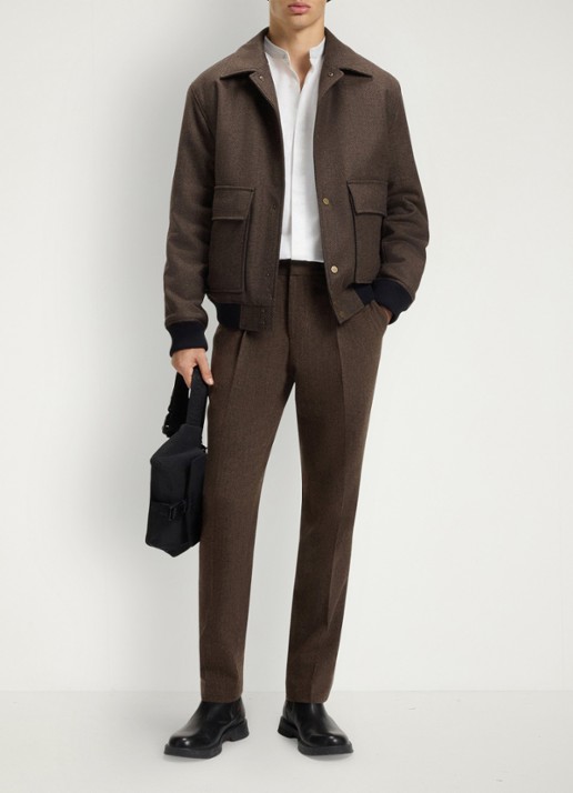 HUGO Slim-fit overhemd van stretchkatoen met opstaande kraag - voorkant 4 wit