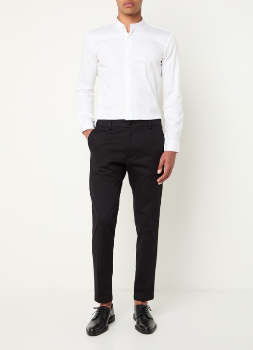 HUGO Slim-fit overhemd van stretchkatoen met opstaande kraag - voorkant 5 wit