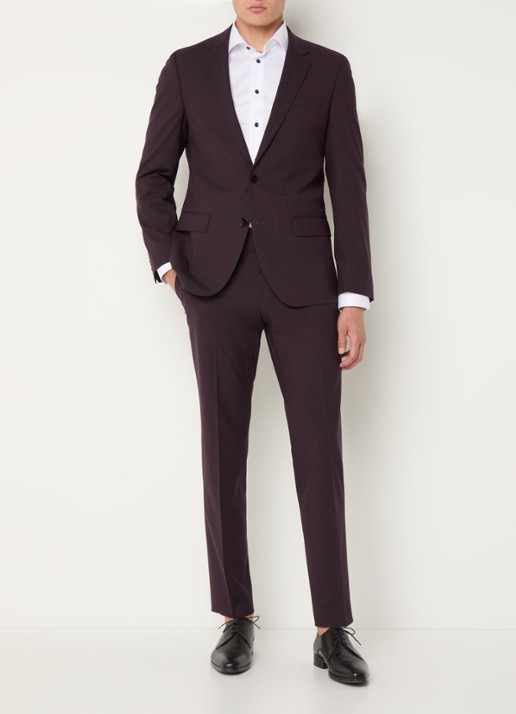 HUGO Slim-fit pak van een wolmix met hoogwaardige stretch - detail 5 aubergine