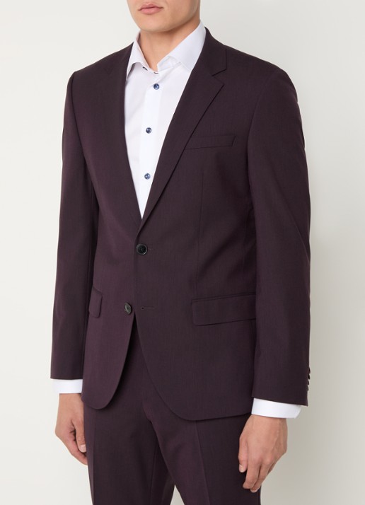 HUGO Slim-fit pak van een wolmix met hoogwaardige stretch - detail 7 aubergine