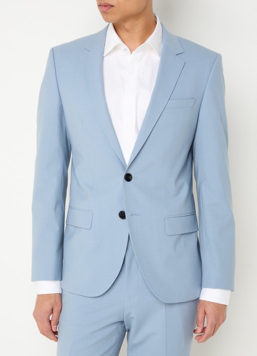 HUGO Slim-fit pak van een wolmix met hoogwaardige stretch - detail 3 blauwgrijs
