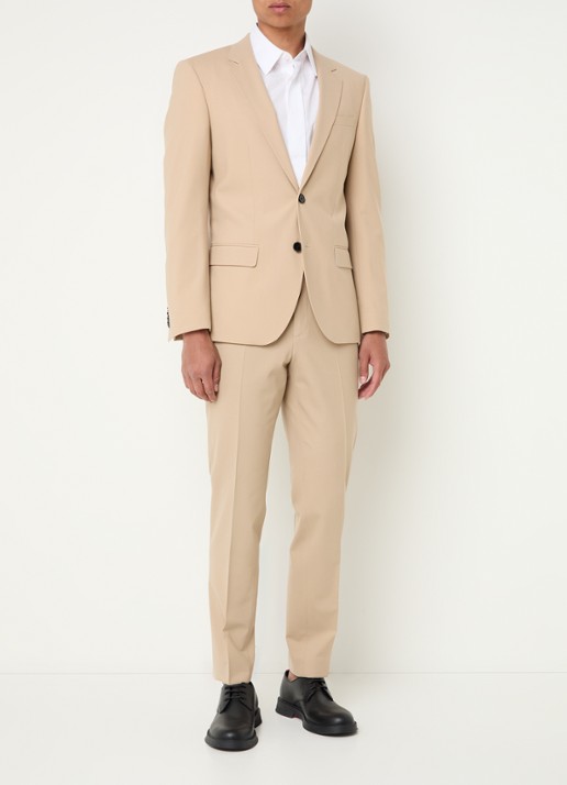 HUGO Slim-fit pak van een wolmix met hoogwaardige stretch - detail 5 beige