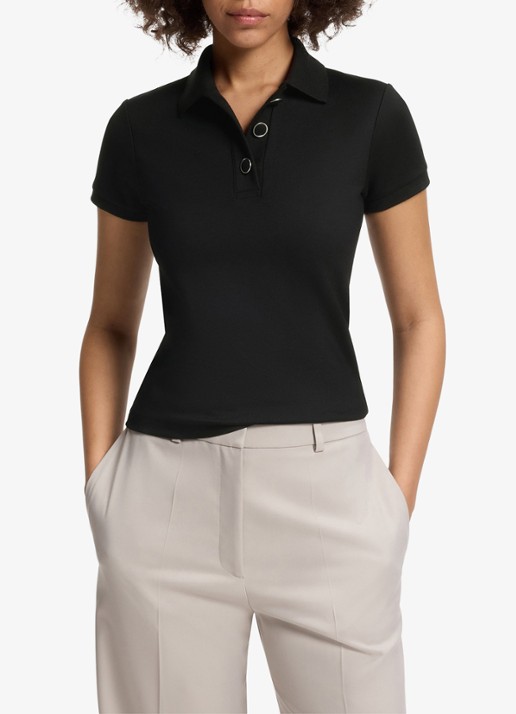 HUGO Slim fit polo met logo - detail 3 zwart