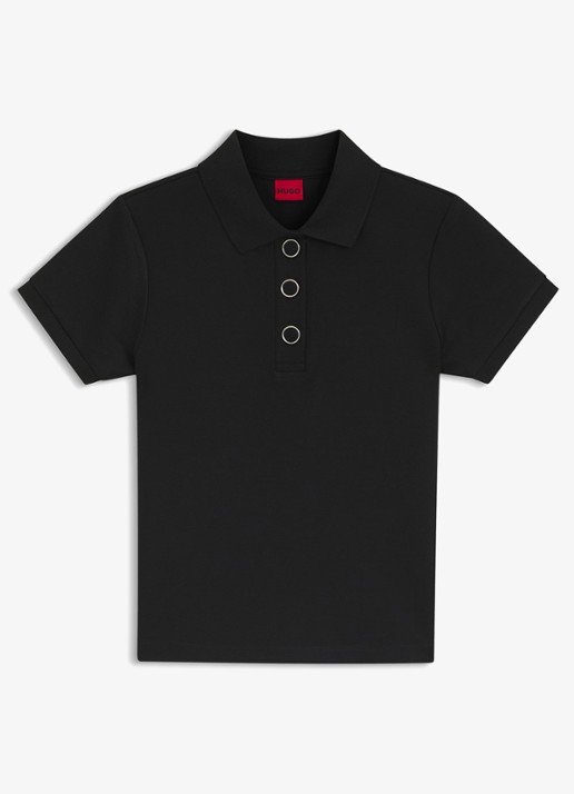 HUGO Slim fit polo met logo - voorkant zwart