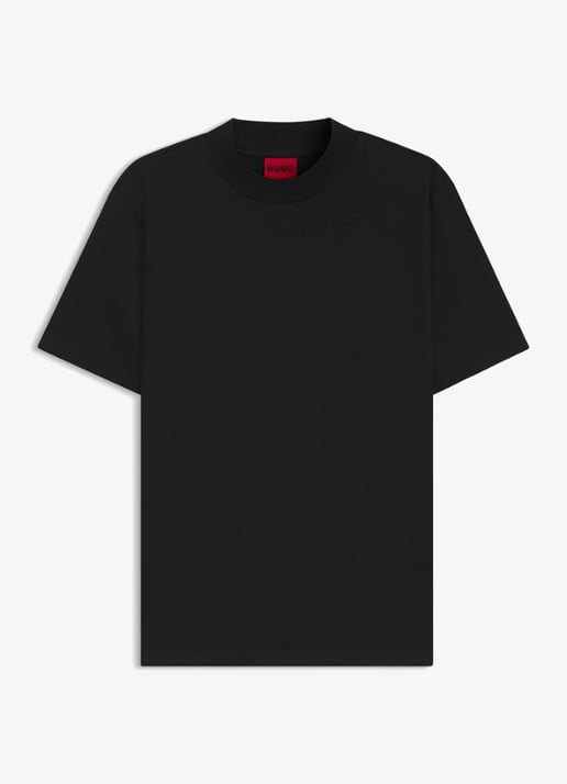 HUGO Slim-fit T-shirt van stretchkatoen met opstaande kraag - voorkant 4 zwart