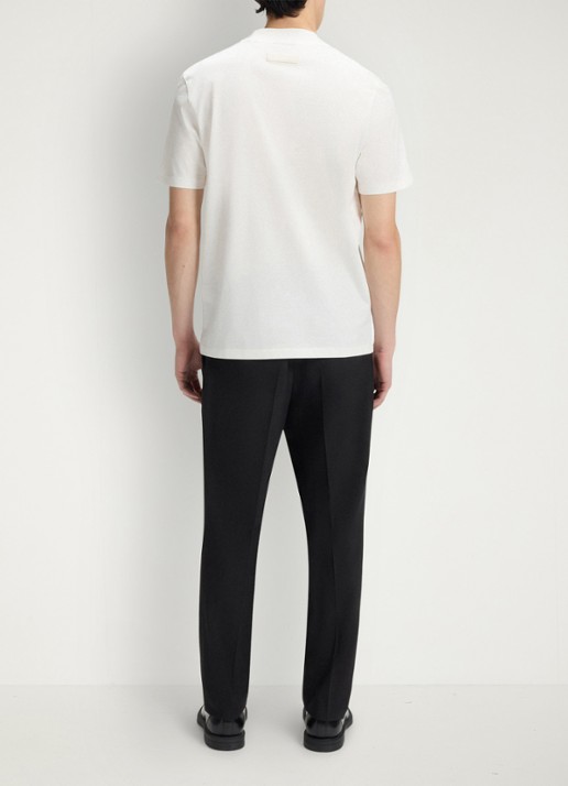 HUGO Slim-fit T-shirt van stretchkatoen met opstaande kraag - achterkant creme
