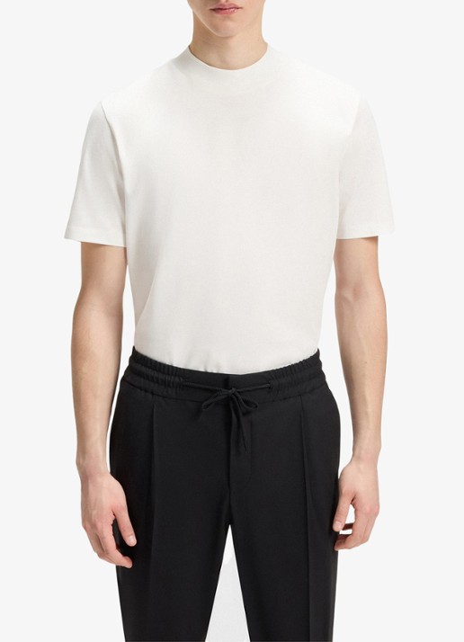 HUGO Slim-fit T-shirt van stretchkatoen met opstaande kraag