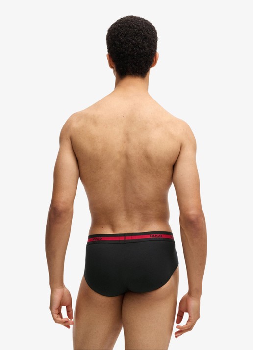 HUGO Slip met logoband in 3-pack - achterkant 3 zwart