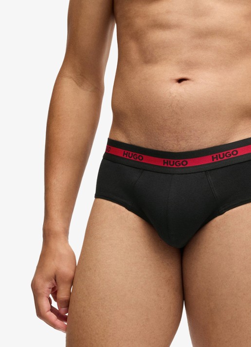 HUGO Slip met logoband in 3-pack - detail zwart
