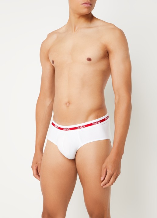 HUGO Slip met logoband in 3-pack - voorkant rood