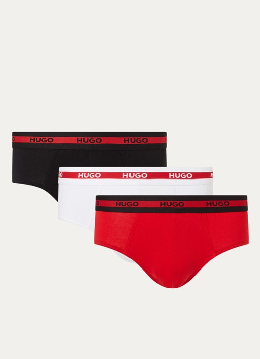 HUGO Slip met logoband in 3-pack - voorkant 2 rood
