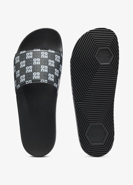 HUGO Slipper met logo - achterkant zwart