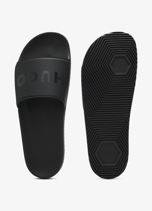 HUGO Slipper met logo - detail zwart