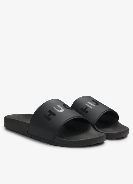 HUGO Slipper met logo - voorkant 5 zwart