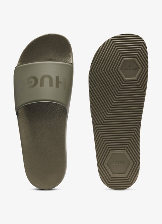 HUGO Slipper met logo - detail 3 bronsgroen