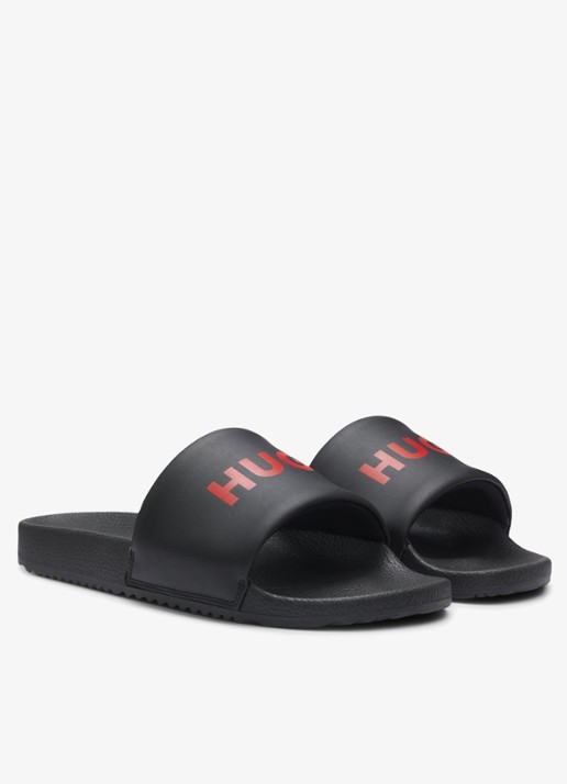 HUGO Slipper met logo - voorkant 4 zwart