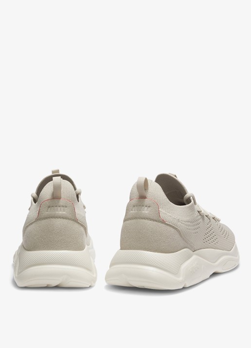 HUGO Sneaker met gebreid bovenwerk - achterkant 3 beige