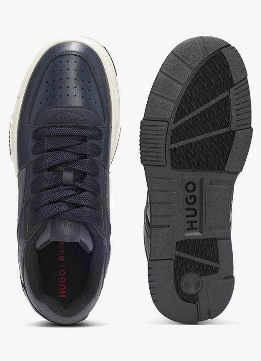 HUGO Sneaker met logo  - achterkant 3 donkerblauw