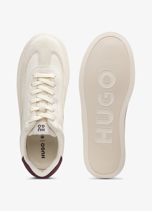 HUGO Sneaker met suède details   - achterkant 4 beige