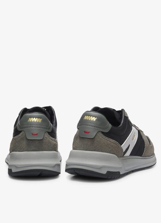 HUGO Sneaker met suède details - achterkant 6 open grey-061 / grijs
