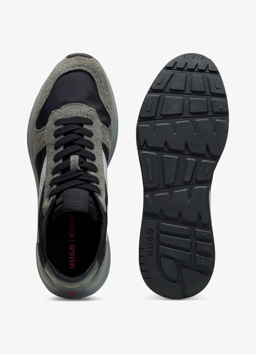 HUGO Sneaker met suède details - detail 4 open grey-061 / grijs