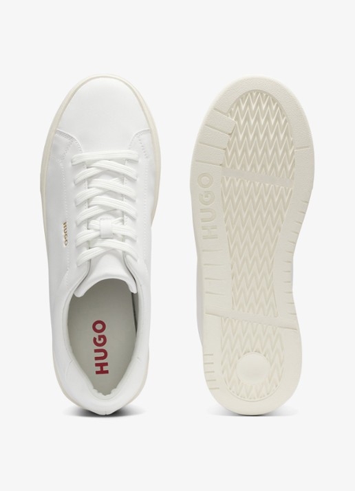 HUGO Sneaker van leer met logo - detail 4 wit