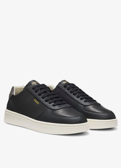HUGO Sneaker van leer met logo - detail 2 black-002 / zwart