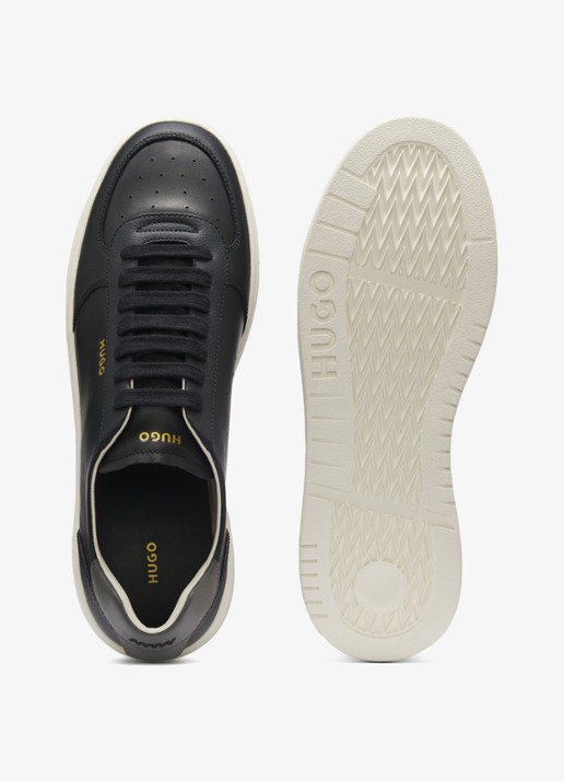 HUGO Sneaker van leer met logo - detail 3 black-002 / zwart
