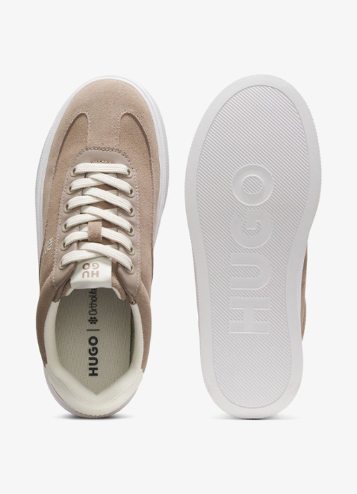 HUGO Sneaker van suède - achterkant 3 beige