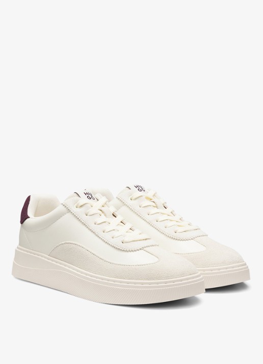 HUGO Sneakers met suède details   - voorkant 3 beige