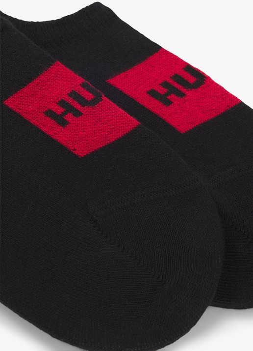 HUGO Sneakersokken met logo in 2-pack - detail zwart