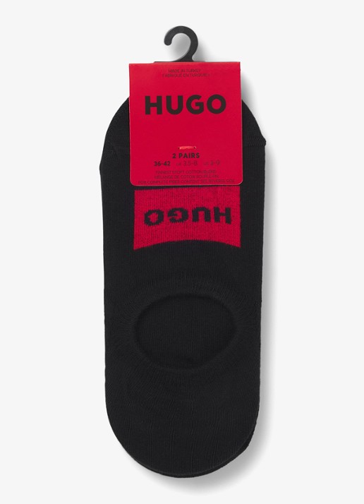 HUGO Sneakersokken met logo in 2-pack - voorkant 3 zwart