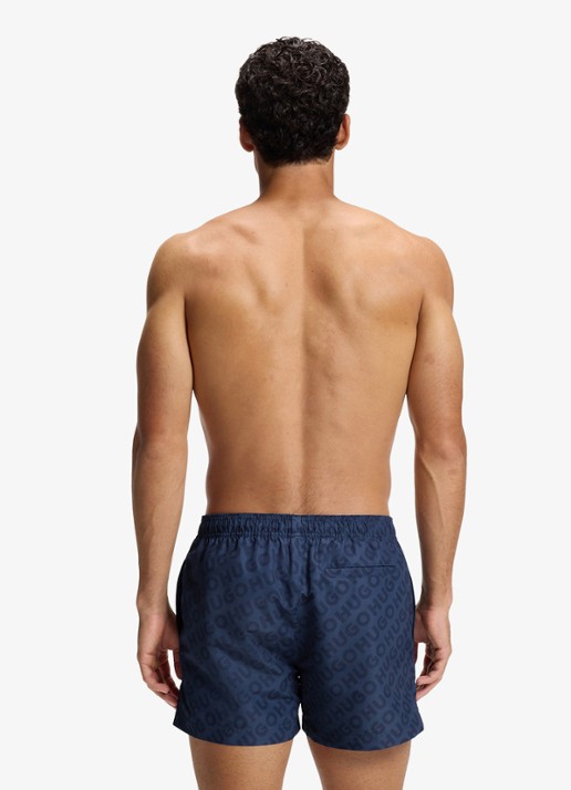 HUGO Sneldrogende zwemshort met logoprint - achterkant 2 donkerblauw