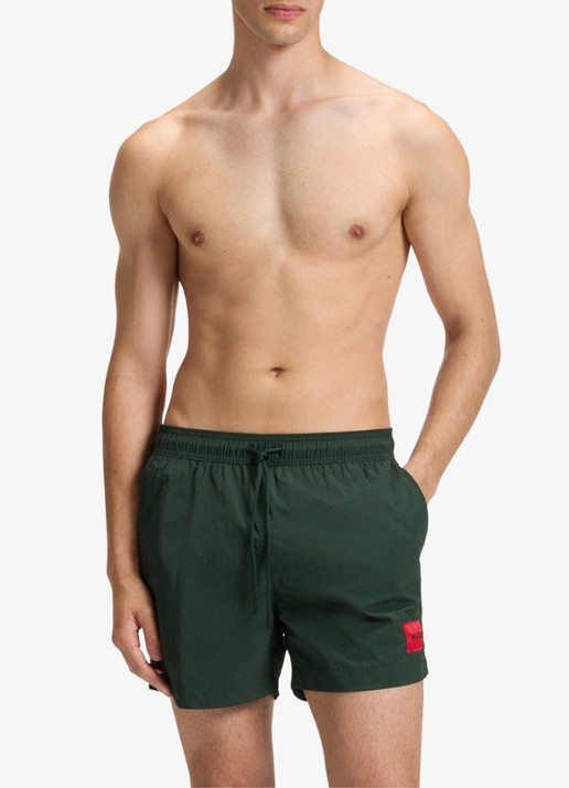 HUGO Sneldrogende zwemshorts met logolabel - detail 2 dark green-305 / groen