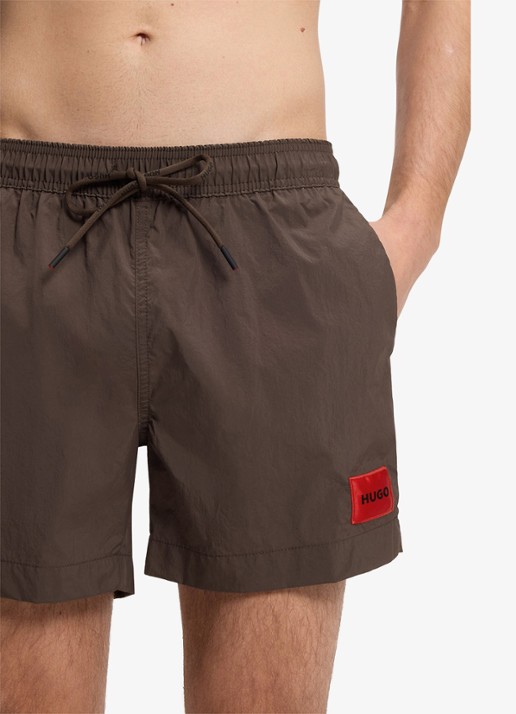 HUGO Sneldrogende zwemshorts met logolabel - detail 4 dark brown-201 / bruin
