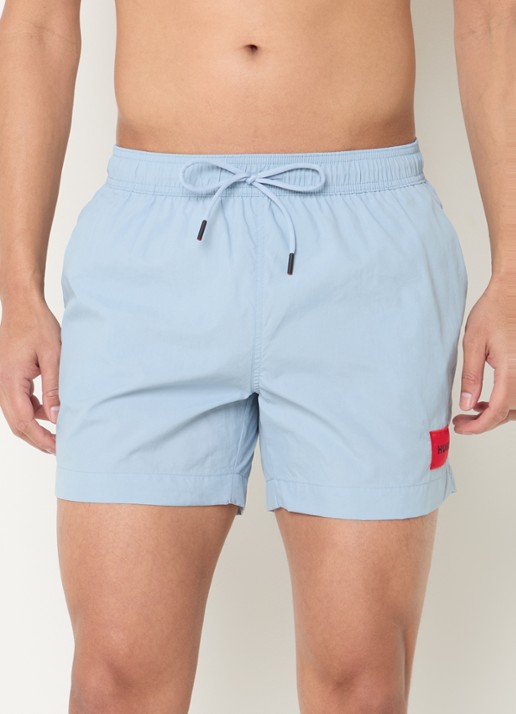 HUGO Sneldrogende zwemshorts met logolabel - detail 4 open blue-483 / blauw