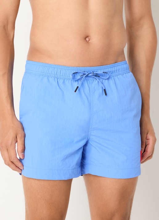 HUGO Sneldrogende zwemshorts met logolabel - detail light/pastel blue-450 / blauw