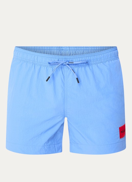 HUGO Sneldrogende zwemshorts met logolabel - voorkant 2 light/pastel blue-450 / blauw