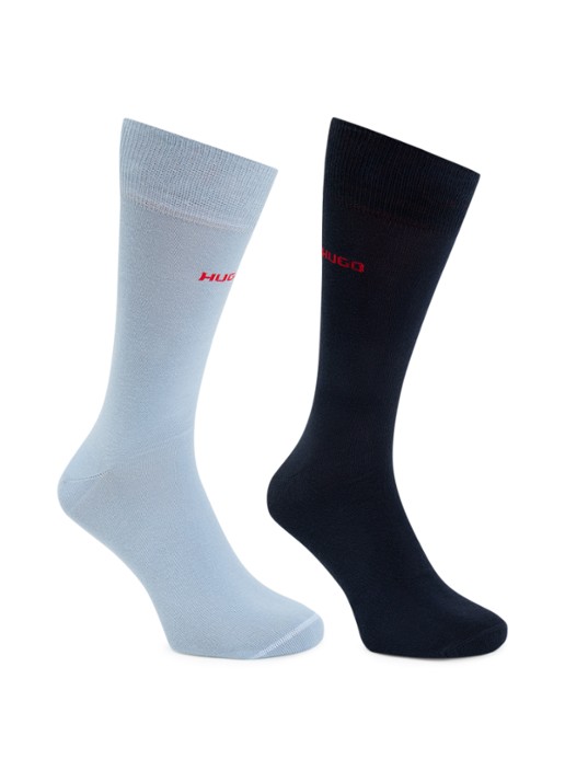 HUGO Sokken met logo in 2-pack - voorkant donkerblauw