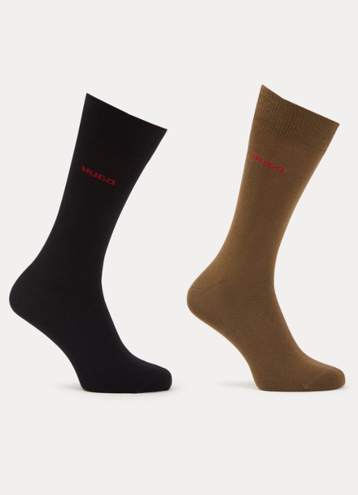 HUGO Sokken met logo in 2-pack - voorkant 2 bruin