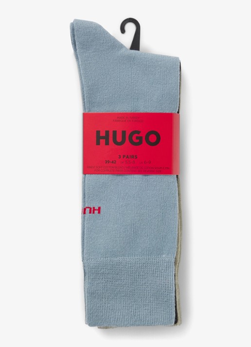 HUGO Sokken met logo in 3-pack - voorkant 2 light/pastel blue-456 / blauw