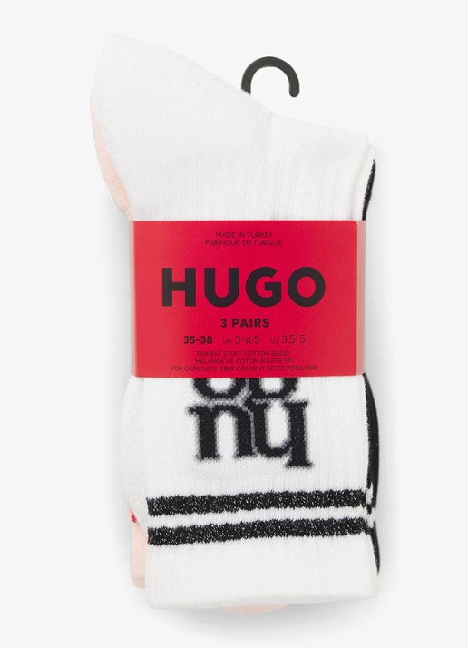 HUGO Sokken met logo in 3-pack  - achterkant 3 roze
